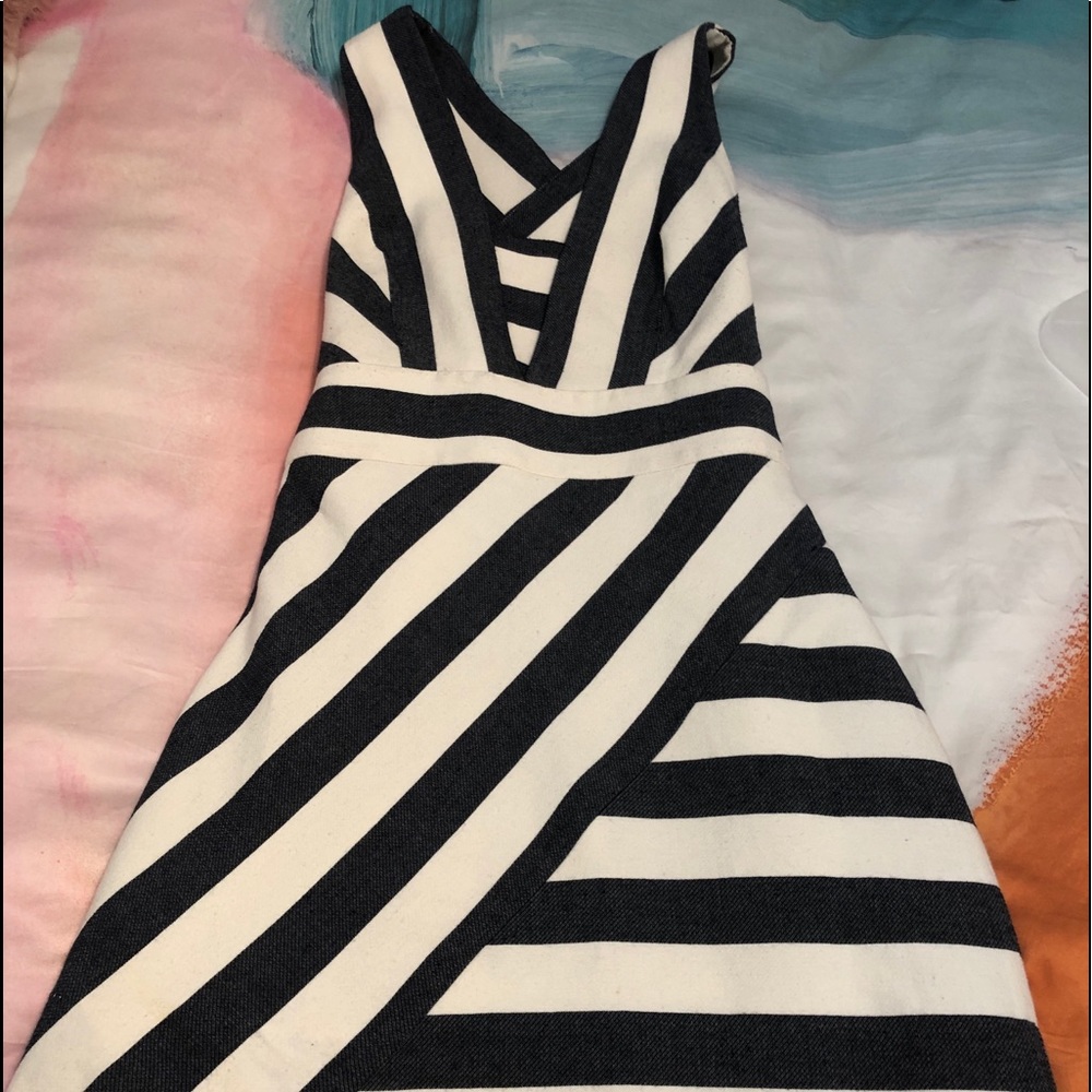 Milly Dress: navy and off white striped